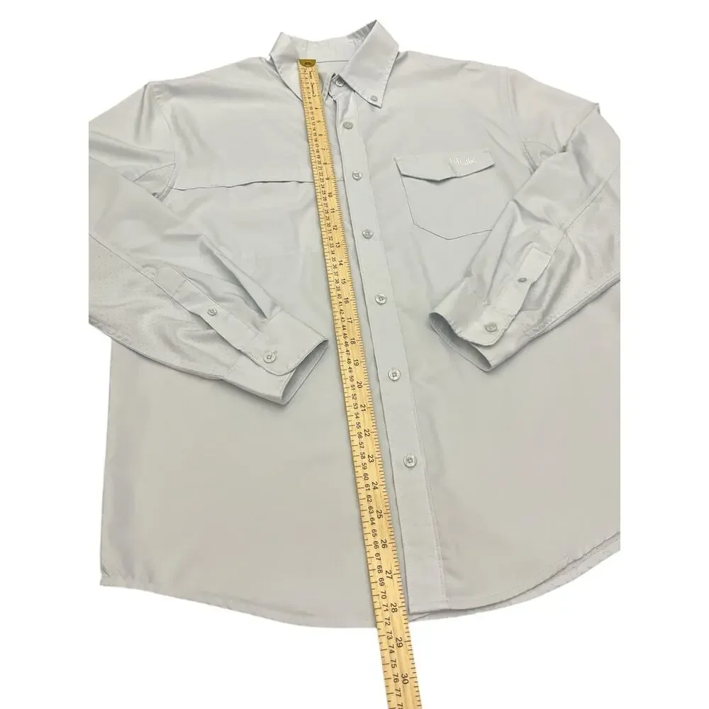 Huk Performance Fishing Shirt Men’s M Gray Long Sleeve Vented Mesh Lined